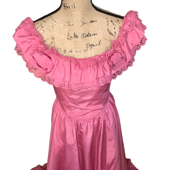 70’s Vintage Pink Women’s Prom Dress Size 9/10 - Picture 7 of 15